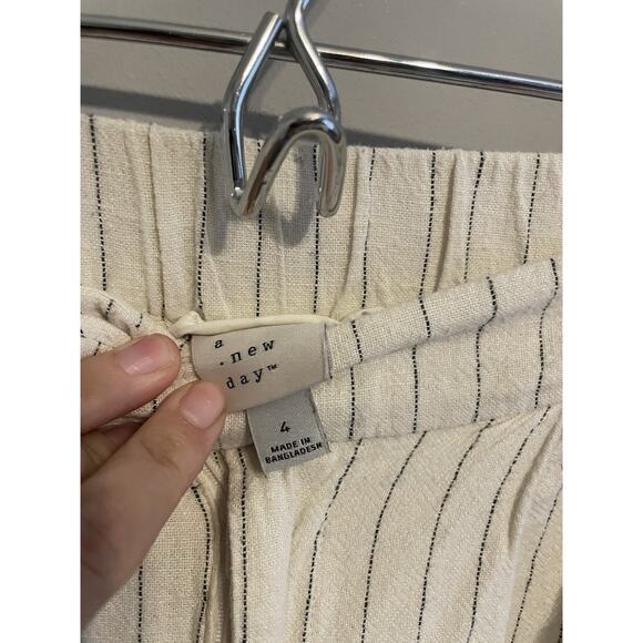 A New Day Women's‎ High-Rise White Striped Linen Blend Wide Leg Pants Size 4 - Picture 5 of 7